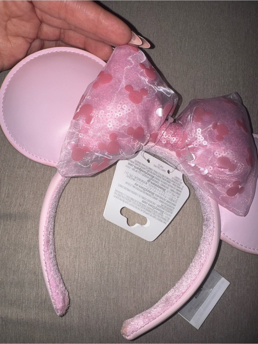 Pink Minnie Mouse Ear Headband with Sequin Bow - Picture 4 of 5